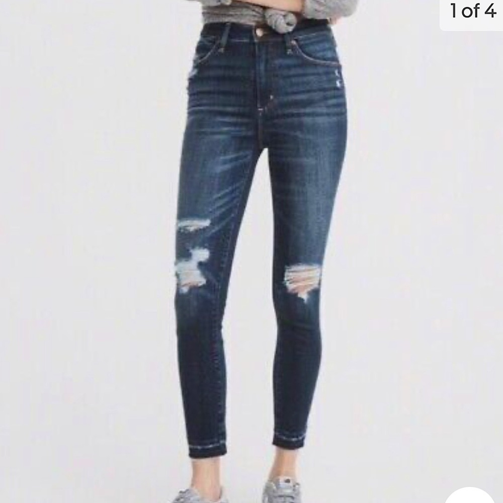 Abercrombie & Fitch A&F Simone High Rise Ankle Distressed Denim Jeans